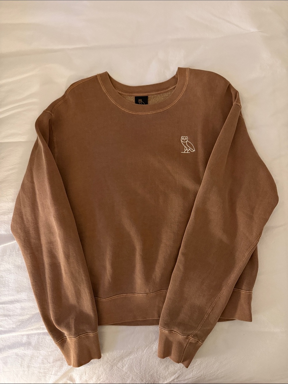 OVO Brown Crewneck with Small Owl Embroidery